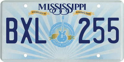 MS license plate BXL255