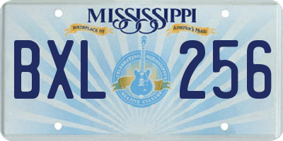 MS license plate BXL256