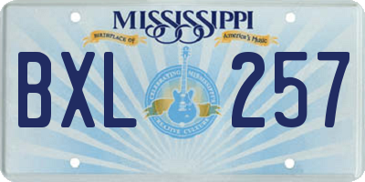 MS license plate BXL257