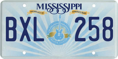 MS license plate BXL258