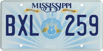 MS license plate BXL259