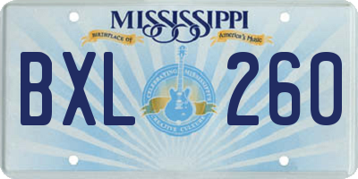 MS license plate BXL260