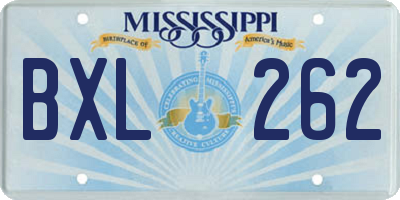MS license plate BXL262