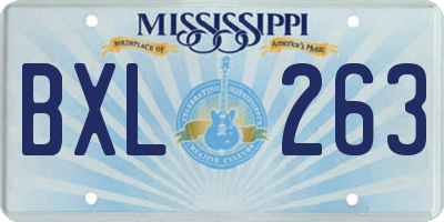 MS license plate BXL263