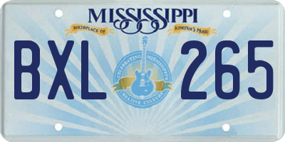 MS license plate BXL265