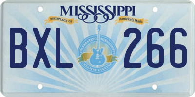 MS license plate BXL266