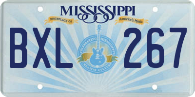 MS license plate BXL267