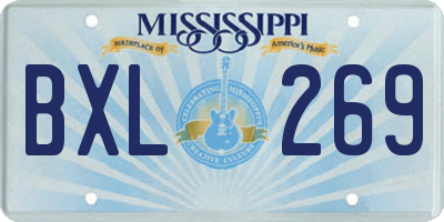 MS license plate BXL269
