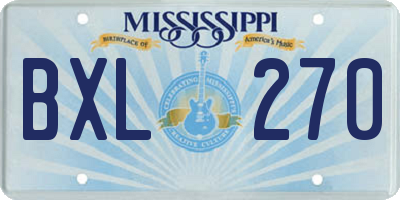 MS license plate BXL270