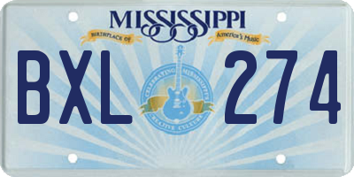 MS license plate BXL274