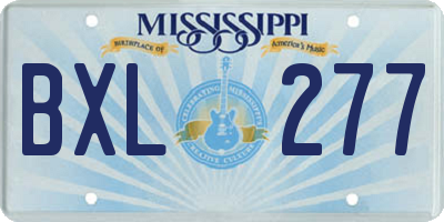 MS license plate BXL277