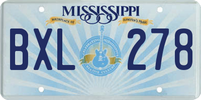 MS license plate BXL278