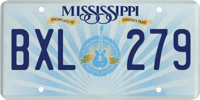 MS license plate BXL279