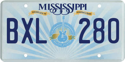 MS license plate BXL280