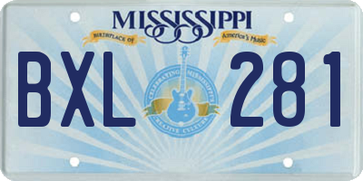 MS license plate BXL281