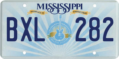 MS license plate BXL282