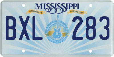 MS license plate BXL283