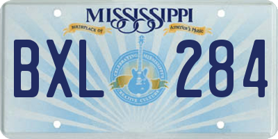 MS license plate BXL284