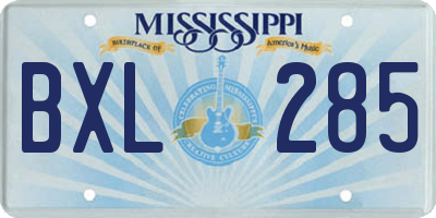 MS license plate BXL285
