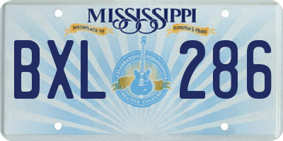 MS license plate BXL286