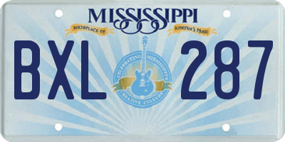 MS license plate BXL287
