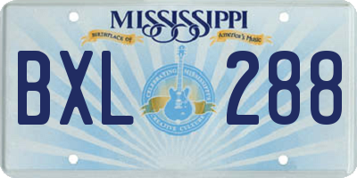 MS license plate BXL288