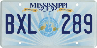 MS license plate BXL289