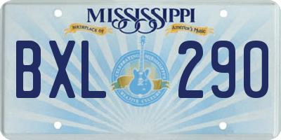 MS license plate BXL290