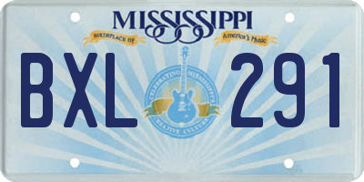 MS license plate BXL291
