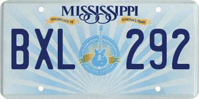 MS license plate BXL292