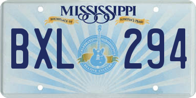 MS license plate BXL294