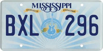 MS license plate BXL296