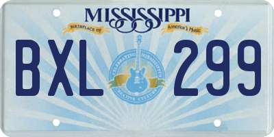 MS license plate BXL299