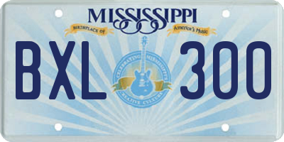 MS license plate BXL300