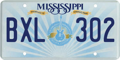 MS license plate BXL302