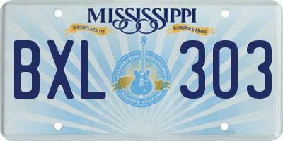 MS license plate BXL303