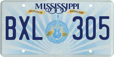 MS license plate BXL305