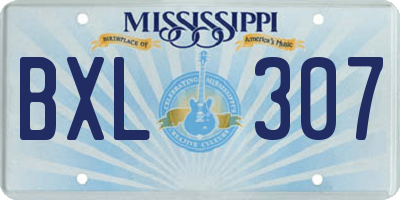MS license plate BXL307