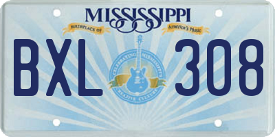 MS license plate BXL308
