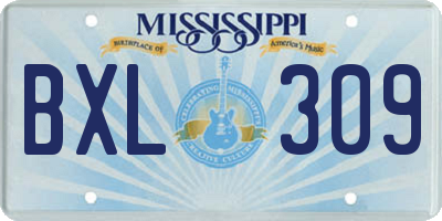 MS license plate BXL309