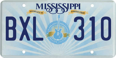 MS license plate BXL310