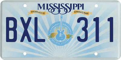 MS license plate BXL311