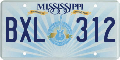MS license plate BXL312