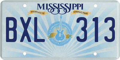 MS license plate BXL313