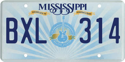 MS license plate BXL314