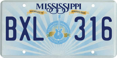MS license plate BXL316