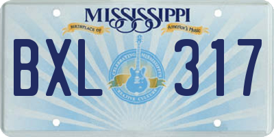 MS license plate BXL317