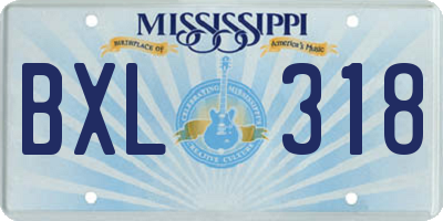 MS license plate BXL318
