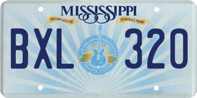 MS license plate BXL320
