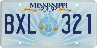 MS license plate BXL321
